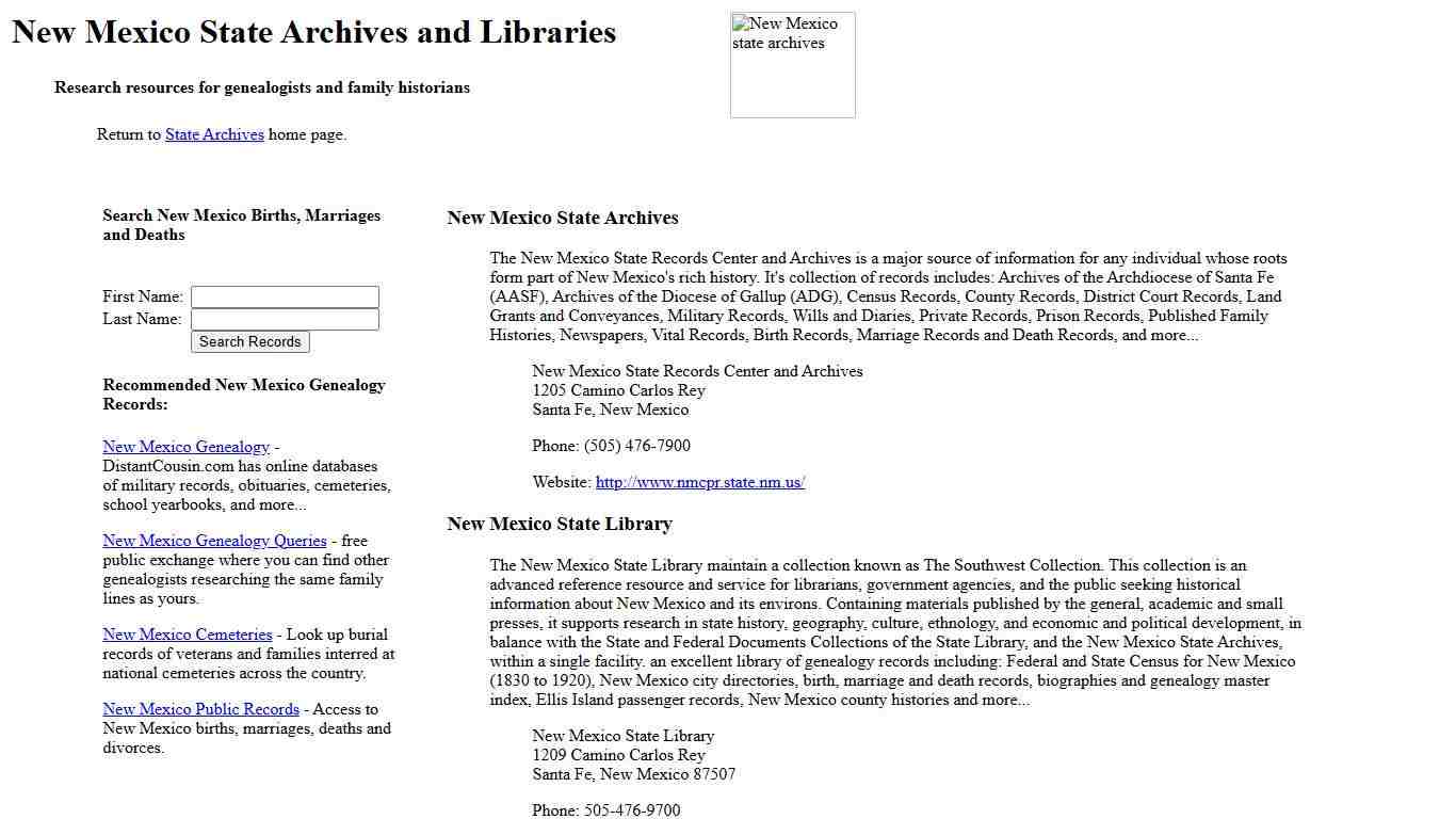 New Mexico State Archives and Libraries