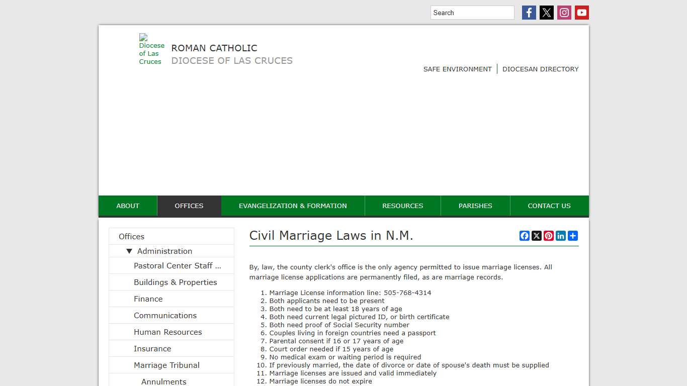 Diocese of Las Cruces | Civil Marriage Laws in N.M.  | Las Cruces, NM