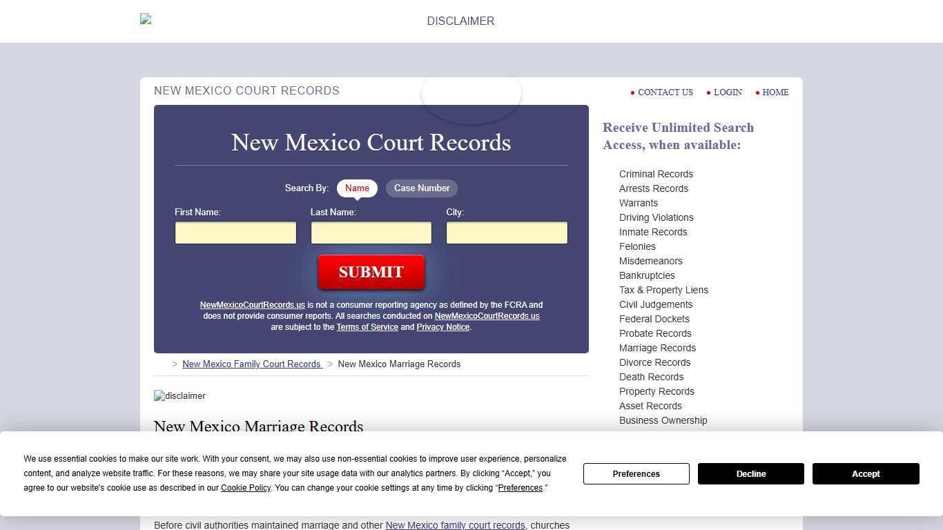 New Mexico Marriage Records Search | NewMexicoCourtRecords.us